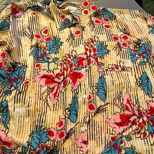 Oversized button down short sleeved shirt, beach coverup,